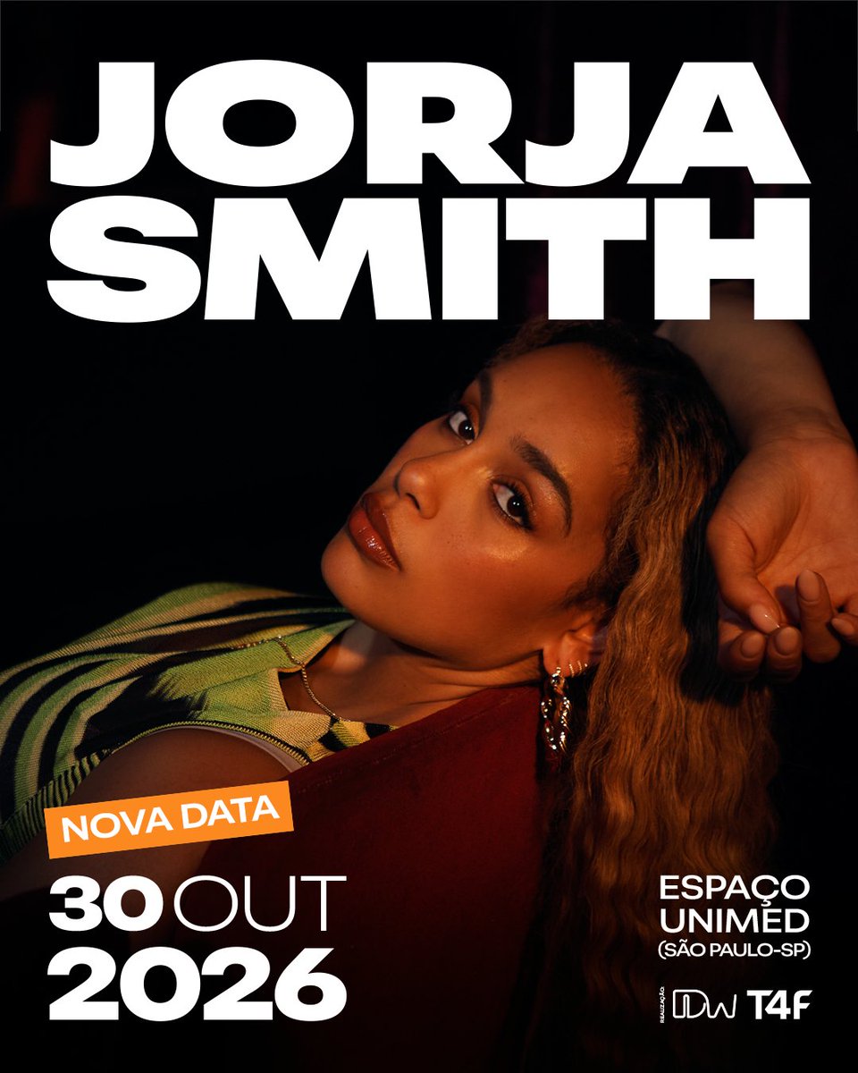 2026 se tornou nosso novo sonho 🥹

Jorja Smith, a rainha de Be Honest e Little Things, já tem novo encontro marcado com seu fandom brasileiro: 30 de outubro de 2026 no Espaço Unimed, em São Paulo. E tem mais: esse será o seu primeiro show solo no Brasil! 💙

Pode preparar o