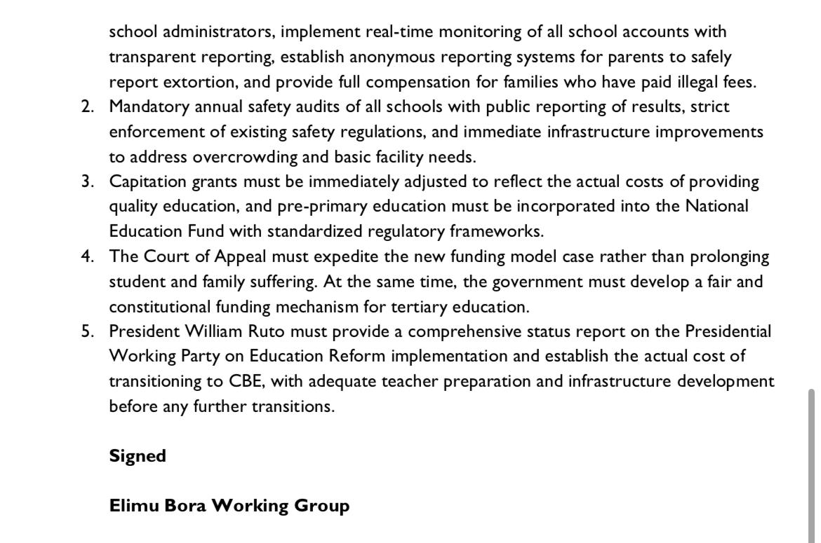 The Elimu Bora Working Group is raising its voice for million of learners across the country. We are calling for urgent reforms to fix the education system.