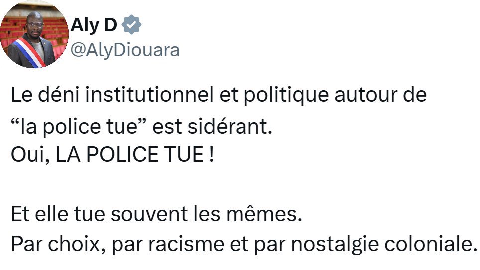Bleu Blanc Rouge ! 🇫🇷 (@lbleublancrouge) on Twitter photo Chaque jour, ces tarés de députés LFI salissent notre police, crachent sur des hommes et des femmes qui font un métier hyper compliqué parfois au péril de leur propre vie.
Trop, c’est trop.
.<a href="/BrunoRetailleau/">Bruno Retailleau</a> Réveillez-vous ! Chaque jour, ces tarés de députés LFI salissent notre police, crachent sur des hommes et des femmes qui font un métier hyper compliqué parfois au péril de leur propre vie.
Trop, c’est trop.
.<a href="/BrunoRetailleau/">Bruno Retailleau</a> Réveillez-vous !