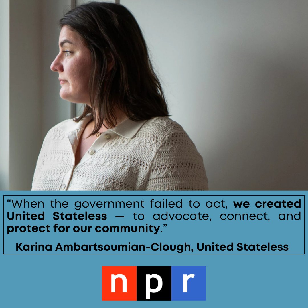 💡United Stateless is the only org in the U.S. addressing statelessness.

We built the nation’s only legal clinic, connect members to services, grow community, lead advocacy in Congress &amp; add our voices to the global stage. 🌍

npr.org/2025/08/13/nx-…