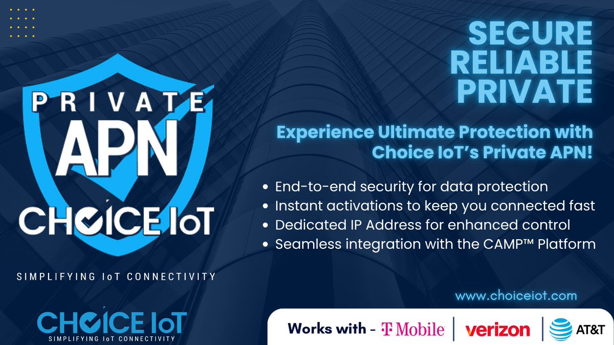 ChoiceIoT's tweet photo. Solution Providers: Ultimate protection with @ChoiceIoT's #PrivateAPN!
Want to learn how our Private APN helps you. Click https://t.co/sAimDT7vIB
#IoT #iotconnectivity #tmobile #1SIM #5G #iotsim #choiceiot https://t.co/3LKpGNWvK8