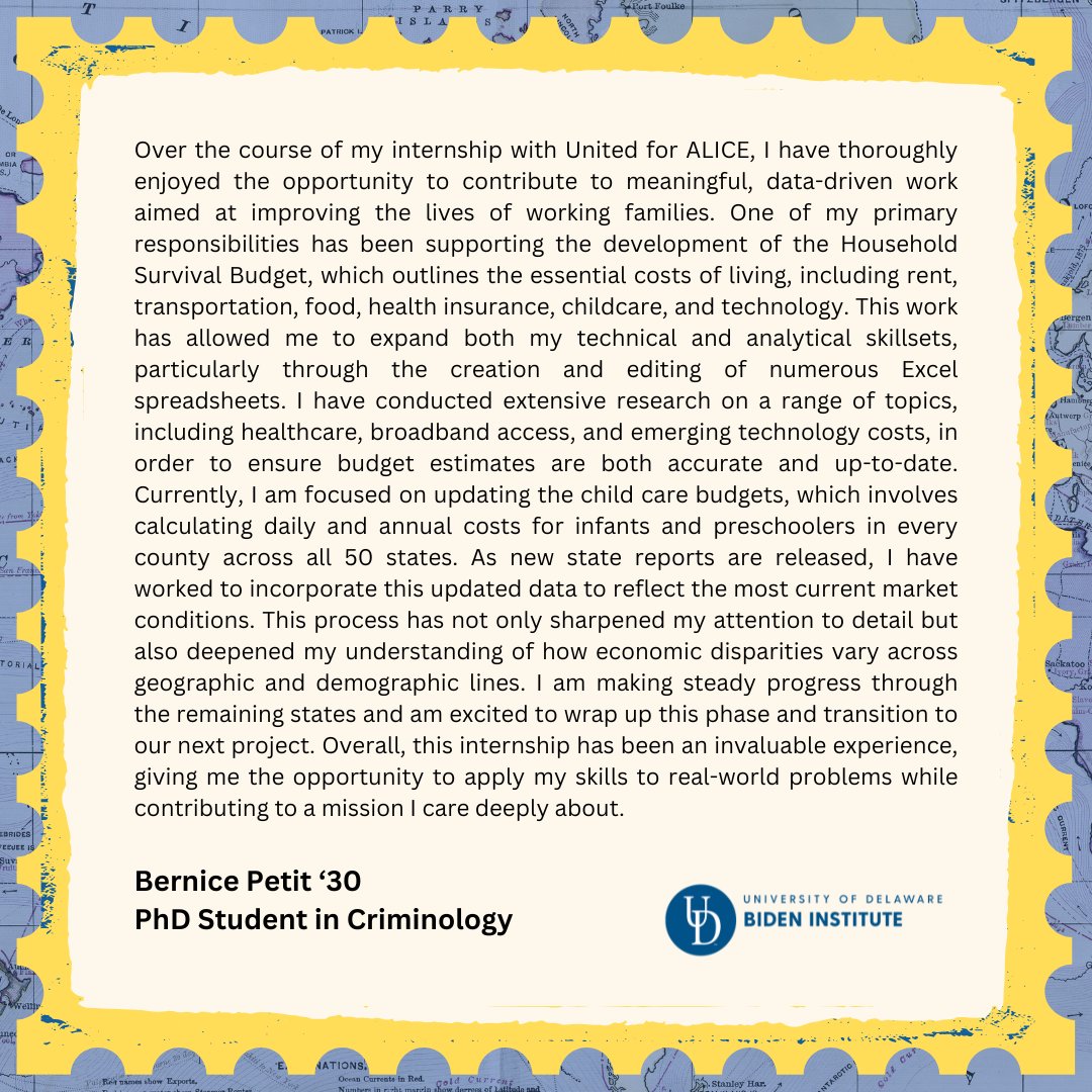 We’re excited to share our next postcard from Bernice Petit, who interned with United for ALICE (UFA). 

UFA is a driver of innovation, shining a light on the challenges faced by ALICE (Asset Limited, Income Constrained, Employed) households.

#BISummerIntern