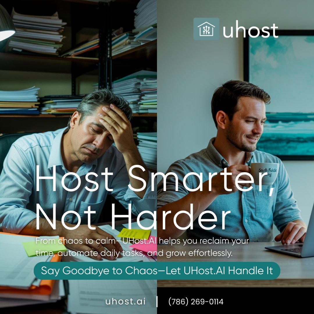 Uhost_ai's tweet image. 🎯 After UHost.AI, you gain the 3 Cs of hosting success:
Calm. Clean. Control.

📲 Messages = Automated
💰 Pricing = Optimized
🧽 Turnovers = Effortless
🧑‍🔧 Team = Synced

More bookings, less burnout.
Stay in control—even when away.

#UHostAI #SmartHosting