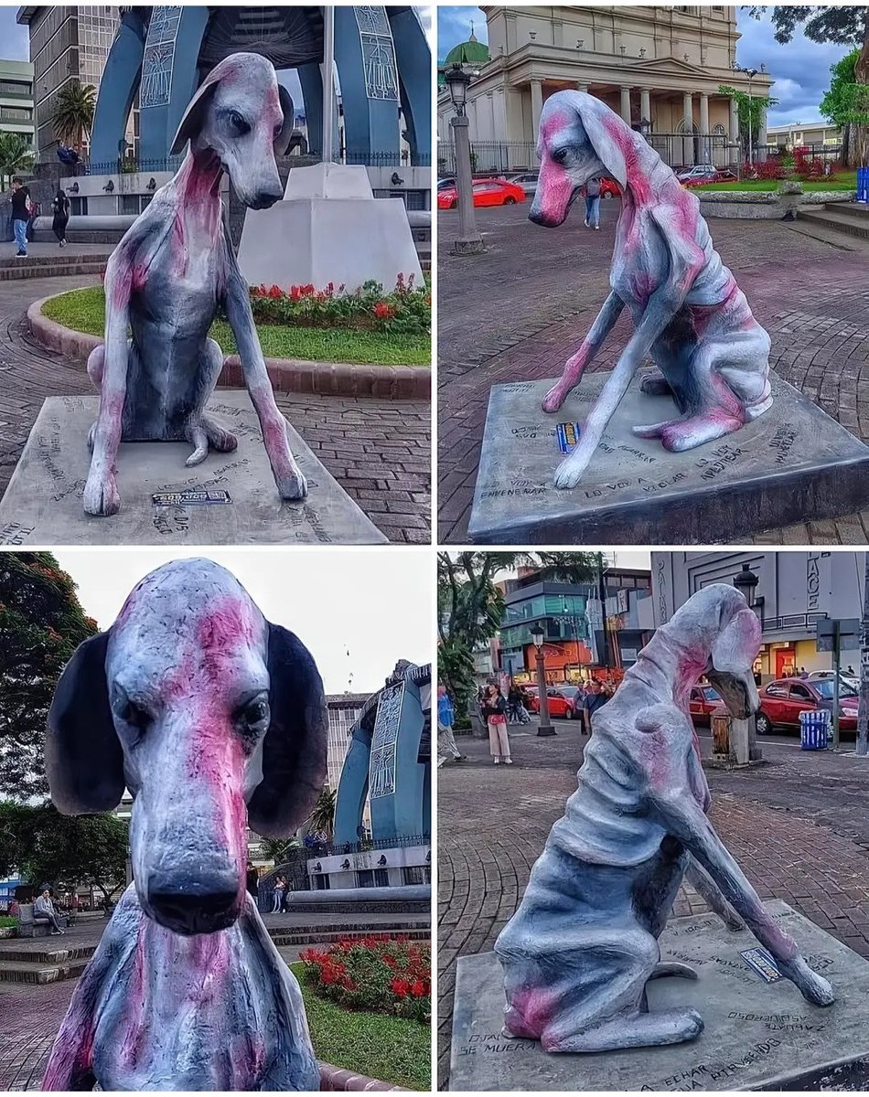 Jyodip1's tweet photo. This statue shows the real pain faced by dogs, cold, hunger, loneliness they don't ask for ur precious things just love &amp; food that's all, how can anyone one hate them normal people with kindness in their heart can't this creature only monster can hate them #savedelhincrdogs2025 https://t.co/5nEPKO1PPH