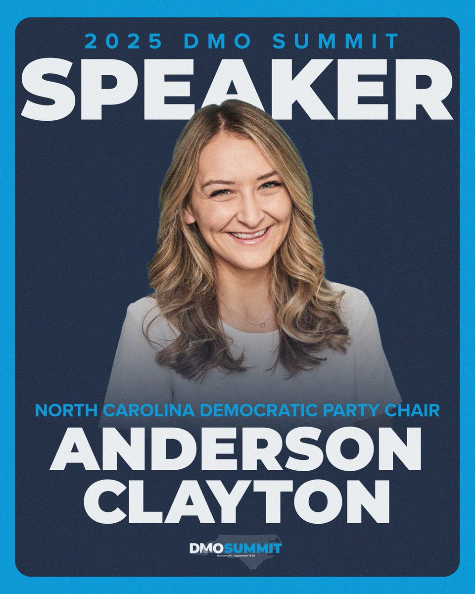 Democratic Municipal Officials (@nationaldmo) on Twitter photo We’re excited to announce that <a href="/abreezeclayton/">Anderson Clayton☀️</a> will be joining us at the 2025 DMO Summit! Chair Clayton and the team at <a href="/NCDemParty/">NC Democratic Party</a> have worked tirelessly to build the party from the local level up and will continue to be an inspiration to Democrats around the country! We’re excited to announce that <a href="/abreezeclayton/">Anderson Clayton☀️</a> will be joining us at the 2025 DMO Summit! Chair Clayton and the team at <a href="/NCDemParty/">NC Democratic Party</a> have worked tirelessly to build the party from the local level up and will continue to be an inspiration to Democrats around the country!