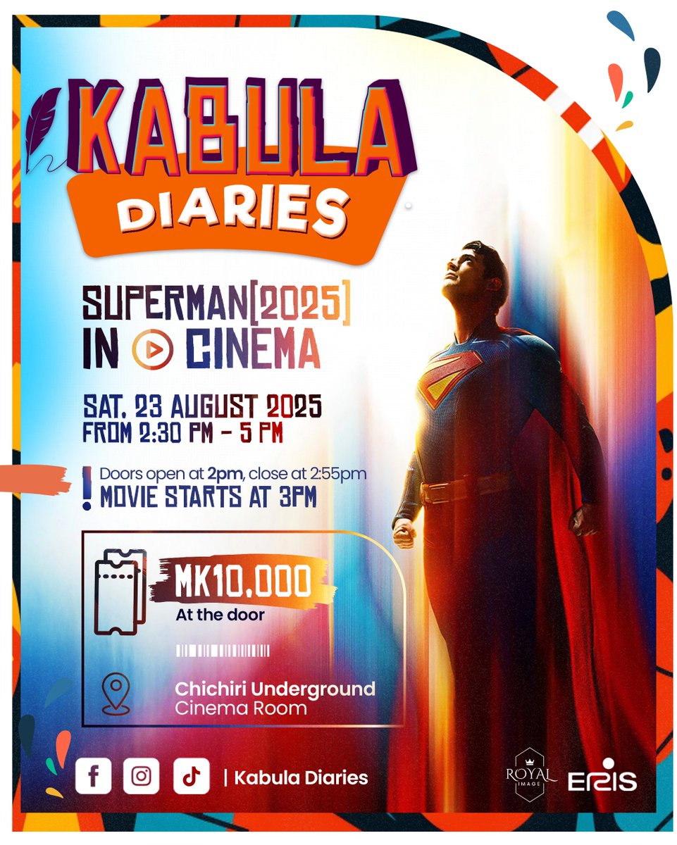 Saturday!!🔥😊😊😊 Bring your Loved ones as I will do.

#SuperMan2025
#KabulaDiaries