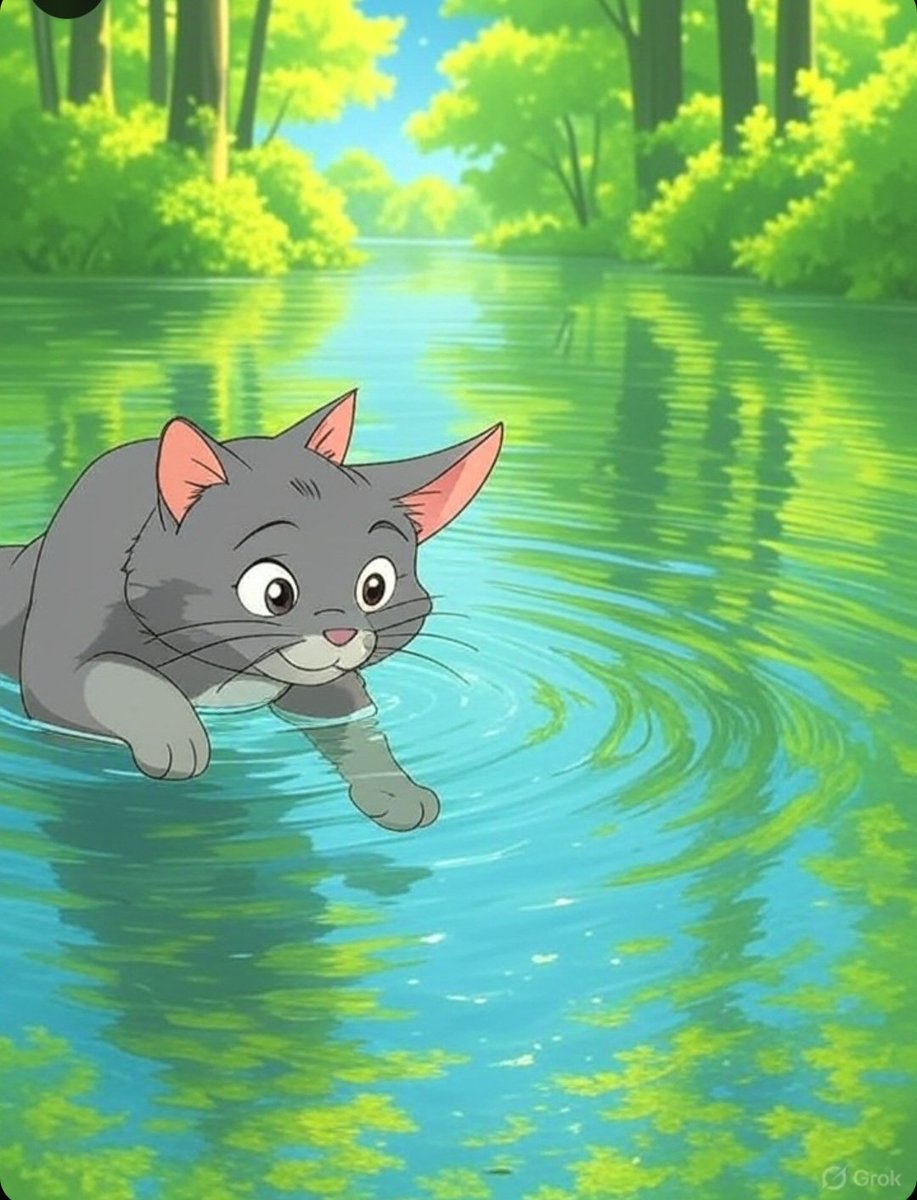 amirpixo12's tweet photo. 🌿✨ "A cute cat swimming in a magical forest! With crystal-clear water and lush greenery, a peaceful and stunning scene. 🐱💦 #Animation #SwimmingCat #Forest #Nature #DigitalArt #Viral #Trending #CatLovers #AnimationArt" ✨🌿 https://t.co/NT1JM40j5U