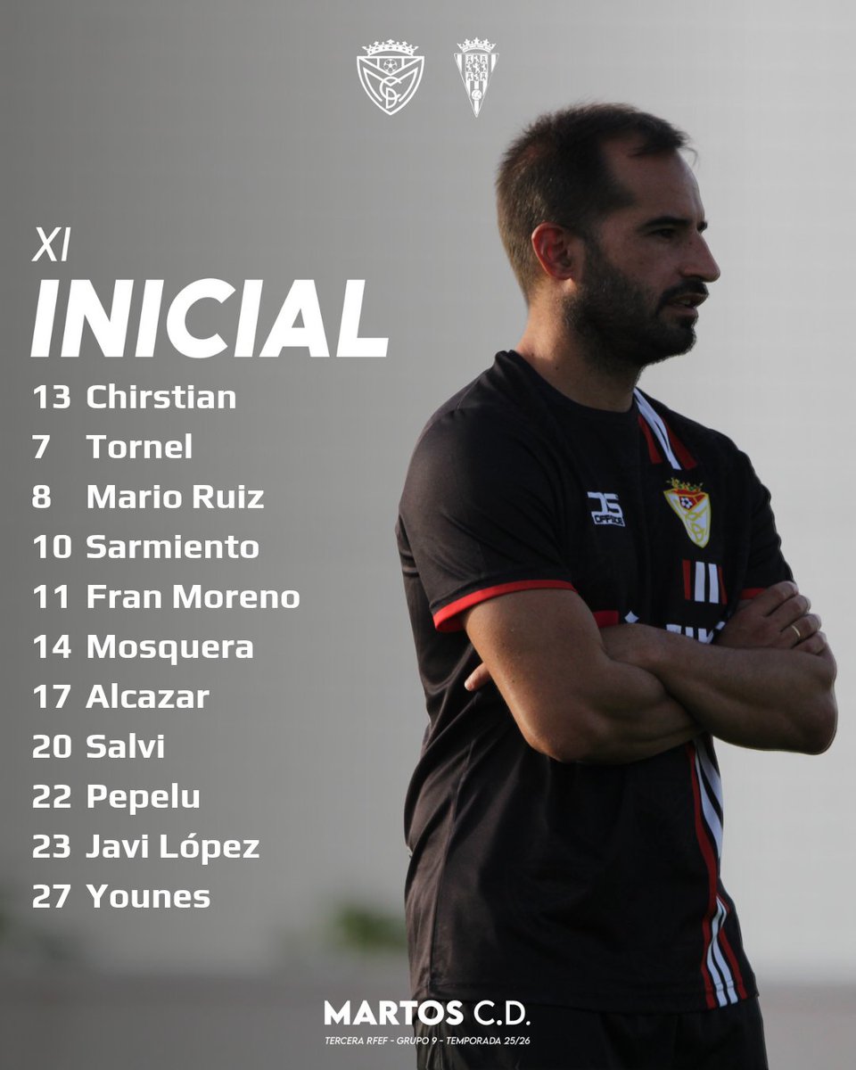 MartosClubDptv's tweet image. 𝗔𝗹𝗶𝗻𝗲𝗮𝗰𝗶𝗼́𝗻 👥

¡Este es nuestro XI para el #MartosCordobaB!