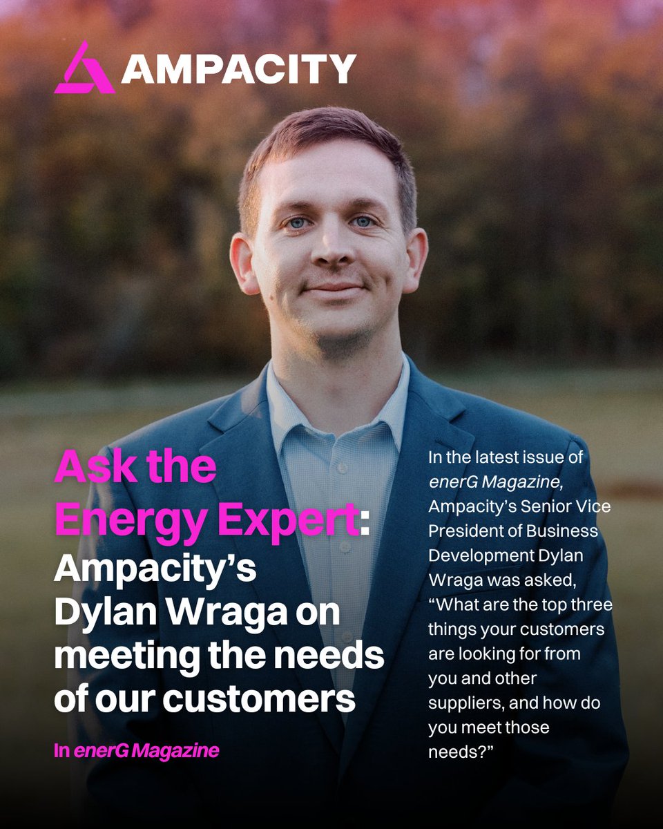How do we meet the top needs of our customers as a supplier?

Check out Ampacity Senior Vice President of Business Development Dylan Wraga's feature in the latest issue of enerG magazine, Ask the Energy Experts. 
digitalmag.altenerg.com/energ-magazine…