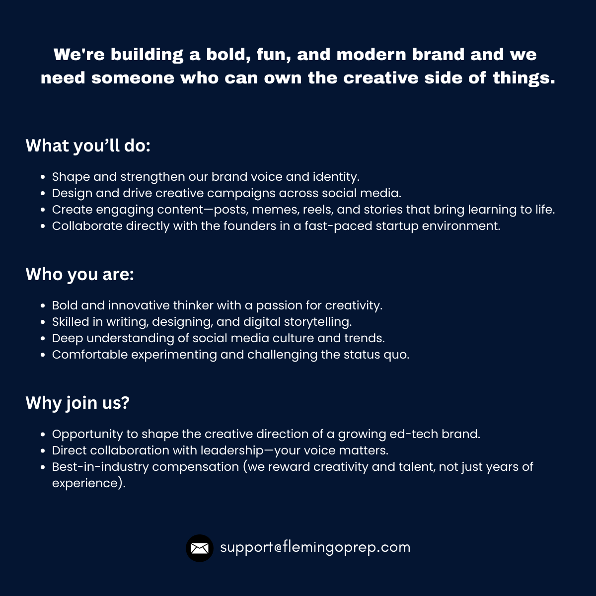 flemingoprep's tweet photo. We’re on the lookout for our next Creative Head! 

If you’re bold, innovative, and ready to redefine education branding, Flemingo Prep might just be your next big move. 🚀

#flemingoprep #creative #innovative https://t.co/BXYT5vX4VO