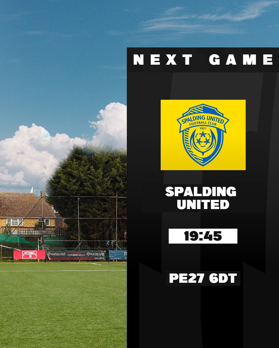Next up for the U18’s, it’s a Bank Holiday double header at the <a href="/QuattroTechLtd/">Quattro-Tech Ltd</a> Westwood Road Stadium. 

🆚 <a href="/SpaldingUnited/">Spalding United FC</a> U18’s
⏰ 7:45pm
📍 PE27 6DT
💰 £3 

Come and see the first team and U18’s in action! Bar open with refreshments available. 

#uptheives
