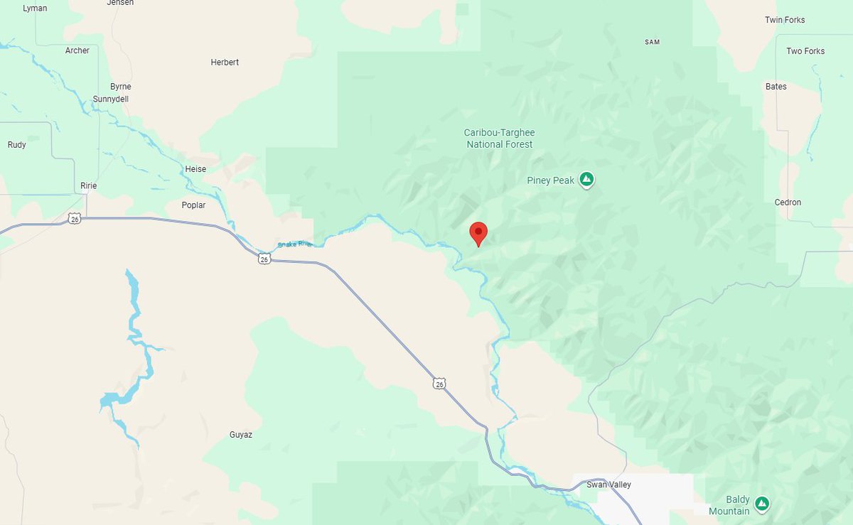 Rocky Top Fire update: Reported Aug. 18, 11 miles NW of Swan Valley (Black Canyon). Estimated 2 acres, smoldering/creeping with isolated torching. Smoke visible from Hwy 26. Cause: lightning. No closures or structures threatened. Crews and aircraft are responding.