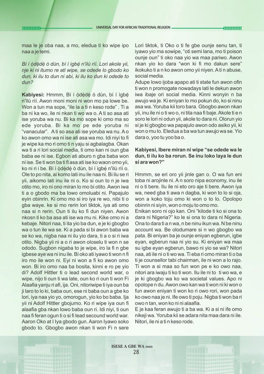 Yesterday's Isese Day further proves that there is an awakening. Our Ancestors are really doing great.

We don't have to preach to you to come and join us. We will only right the wrong and demystify lies told against Isese. That way, more people will see Isese is not evil as some