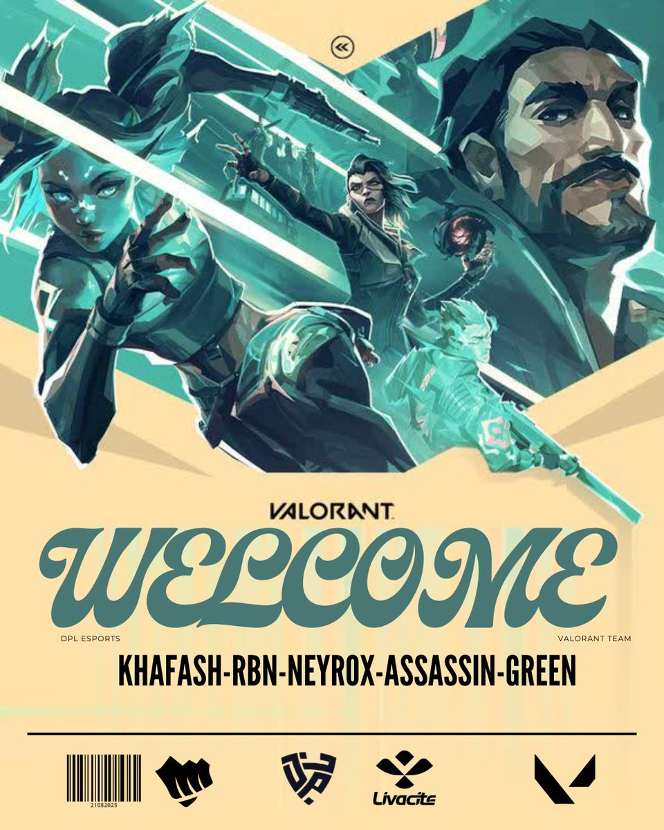 dplesports's tweet image. 🔥 نرحب بفريقنا الجديد للعبة VALORANT في عائلة DPL ESPORTS!
بكل فخر نعلن انضمام اللاعبين:
✨ KHAFASH - RBN - NEYROX - ASSASSIN - GREEN

💚💛 خطوة جديدة نحو القمة، و بداية مشوار مليء بالتحديات و الإنجازات.
رحبوا بأبطالنا الجدد 👏🎮

#DPLESPORTS #Valorant #Welcome #EsportsDZ