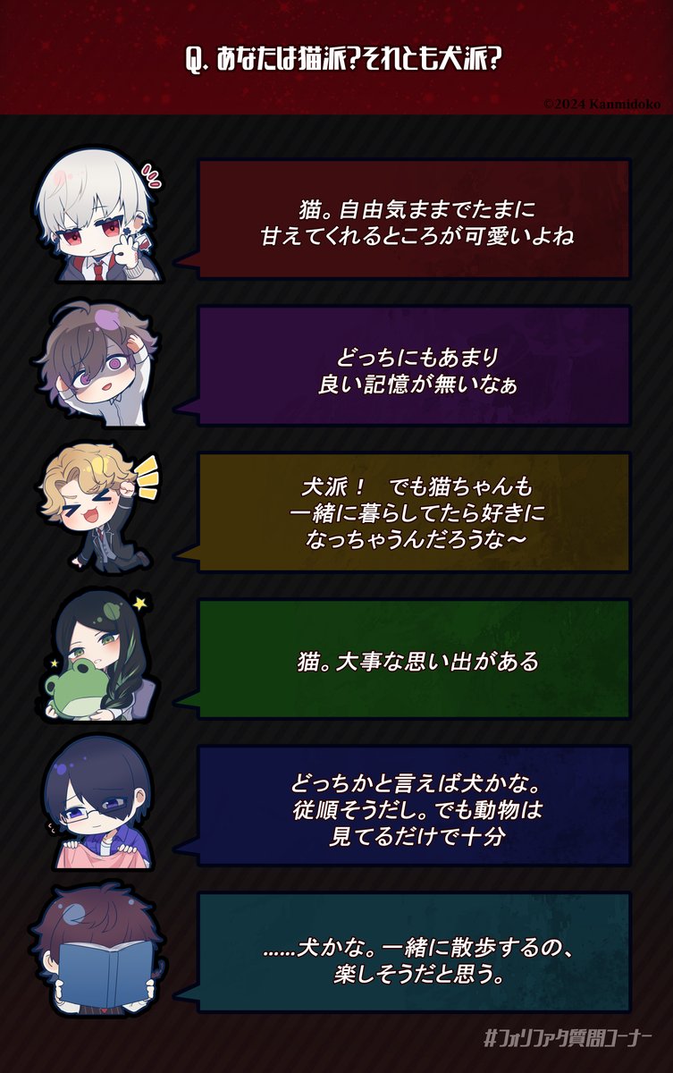 ❤️‍🩹 #フォリファタ質問コーナー ❤️‍🩹
本日は犬派？猫派？な質問です🐶🐱