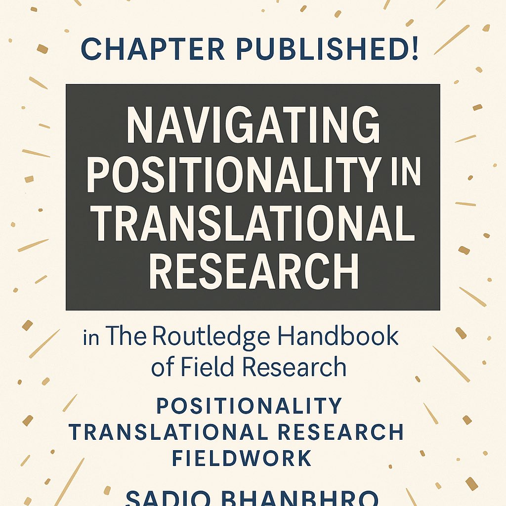 Sbhanbhro's tweet photo. 📚 Excited to share that my chapter is now published in The Routledge Handbook of Field Research!
Honoured to contribute to this important volume! 🙌
#AcademicTwitter #TranslationalResearch #Positionality #Fieldwork #Routledge https://t.co/Dtova6CHtD