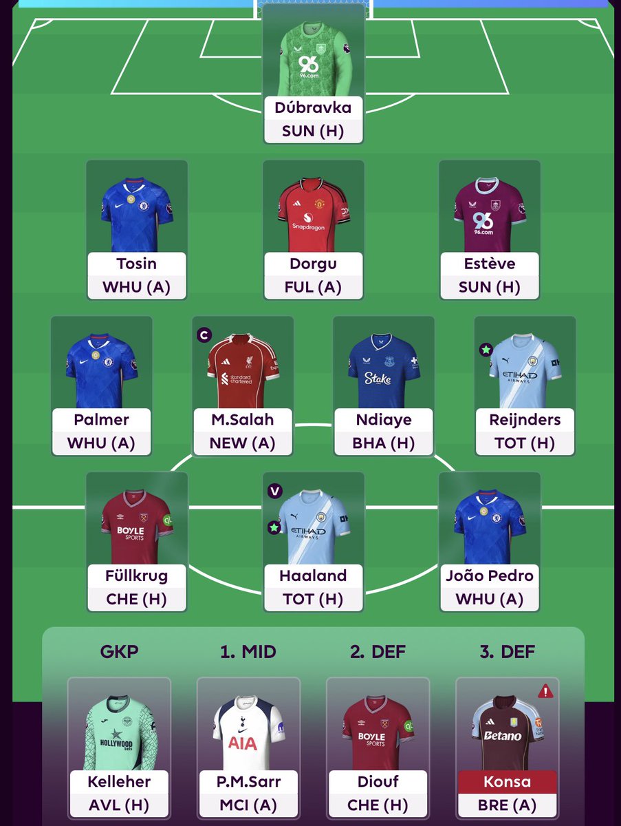 GW2 Team 🔒 1 transfer made - Reijinders in for Carvalho 👊🏽  

instagram.com/fpl_jigga