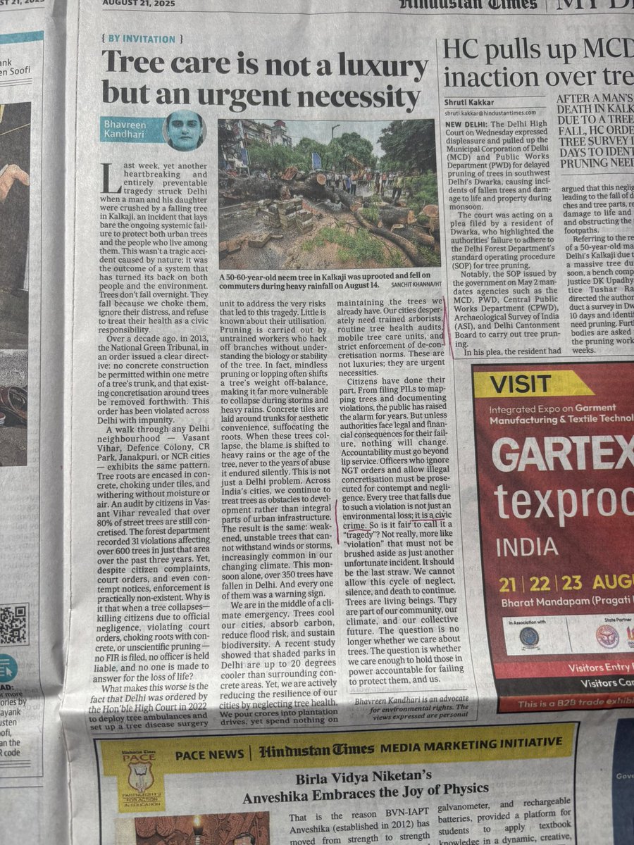 Ruchika Sethi (@sethiruchikat) on Twitter photo A great article <a href="/BhavreenMK/">Bhavreen Kandhari</a> ! Gurgaon's builder colonies are losing tree cover due to poorly planted trees and excessive concretization. RWAs and facility management services need to do more to protect existing green cover. <a href="/SDGaction/">UN SDG Action Campaign</a>
#Sustainability #TreeCover
<a href="/MunCorpGurugram/">MCG</a> A great article <a href="/BhavreenMK/">Bhavreen Kandhari</a> ! Gurgaon's builder colonies are losing tree cover due to poorly planted trees and excessive concretization. RWAs and facility management services need to do more to protect existing green cover. <a href="/SDGaction/">UN SDG Action Campaign</a>
#Sustainability #TreeCover
<a href="/MunCorpGurugram/">MCG</a>