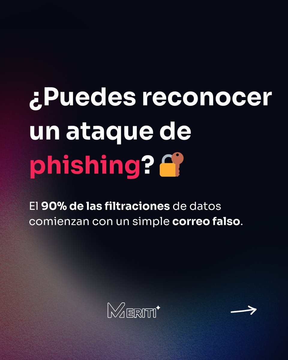 MeritiCC's tweet photo. ⚠️ Un clic puede costar caro. El phishing sigue siendo la principal amenaza para las empresas, pero se puede prevenir.

 En Meriti acompañamos a tu equipo con soluciones de seguridad que protegen lo que más importa: tus datos.
#Meriti #SeguridadDigita https://t.co/Tu6Zx7MdLC
