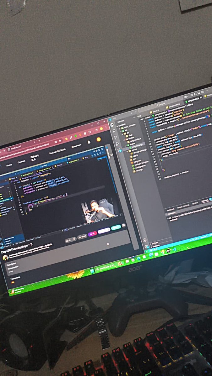 AnujKus33788991's tweet image. Day 3 ✅ of my #75DaysOfCode
Connected DB with Express ⚡
Learned Multer for file uploads 📂
Tried uploading a song with ImageKit 🎵
Step by step, backend is getting more fun 💻🚀
#NodeJS #ExpressJS #BackendDev #Multer #ImageKit
