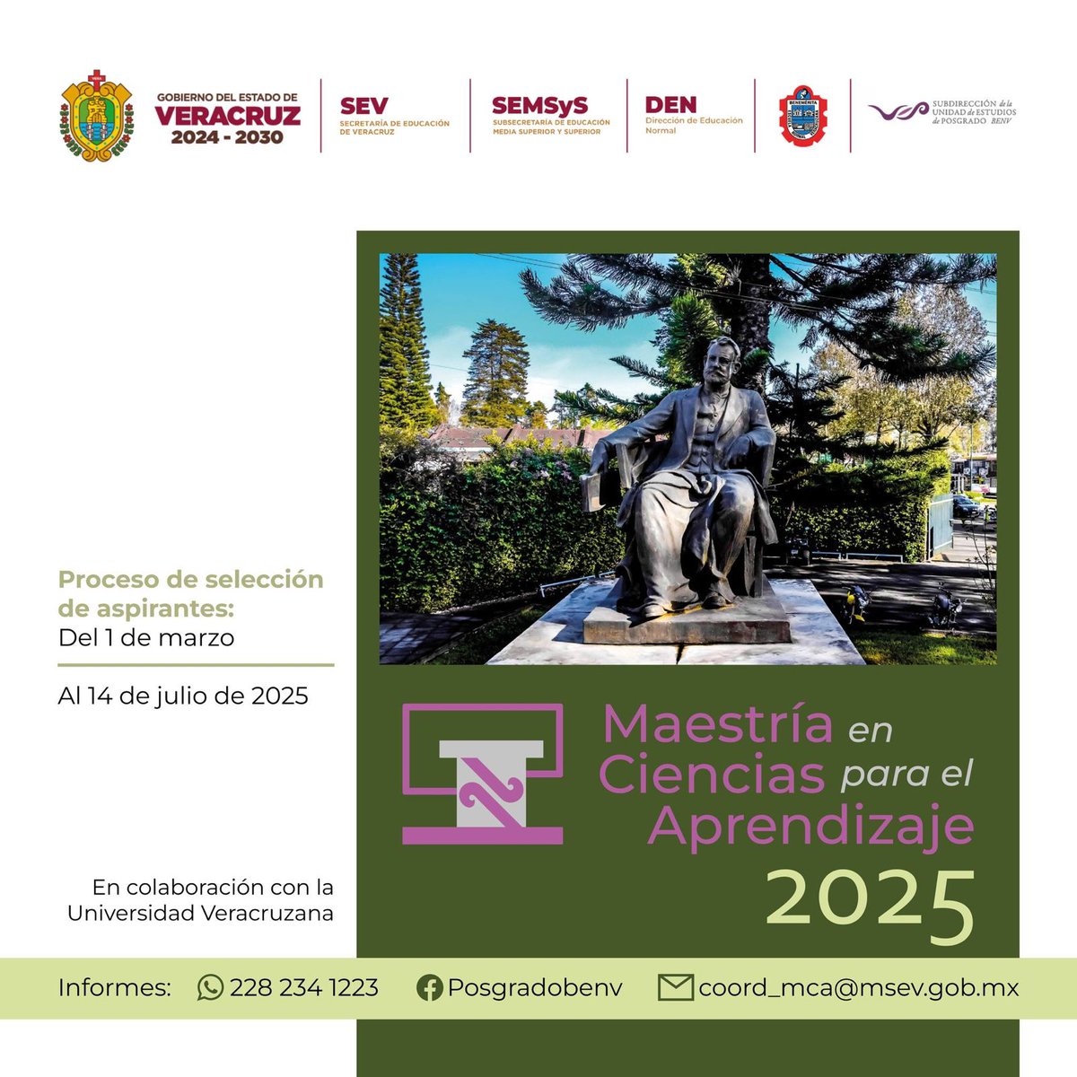 Para amablemente invitarles al inicio de actividades de la Maestría Interinstitucional UV-BENV, impulsada por la Facultad de Pedagogía, Región Veracruz. Les esperamos 🙌🏻 <a href="/SEducacionVer/">SEV | Secretaría de Educación de Veracruz 📚✏️</a> #DEN_SEV <a href="/Normal_Veracruz/">BENV</a> <a href="/UVeracruzanaMx/">Universidad Veracruzana</a> <a href="/dsae_buap/">DSAE_BUAP</a> <a href="/dsae_itson/">Doctorado en Sistemas y Ambientes Educativos</a> <a href="/DSAEUV/">Doctorado en Sistemas y Ambientes Educativos</a>