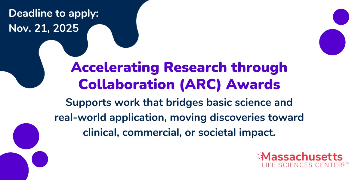 MALifeSciences's tweet photo. The MLSC has launched the Accelerating Research through Collaboration (ARC) Awards program to accelerate research of pressing life science questions through collaboration &amp; to attract and train postdoctoral scientists in MA. 

Learn more: https://t.co/PDV6rcNAwe https://t.co/UqUak5kBwW