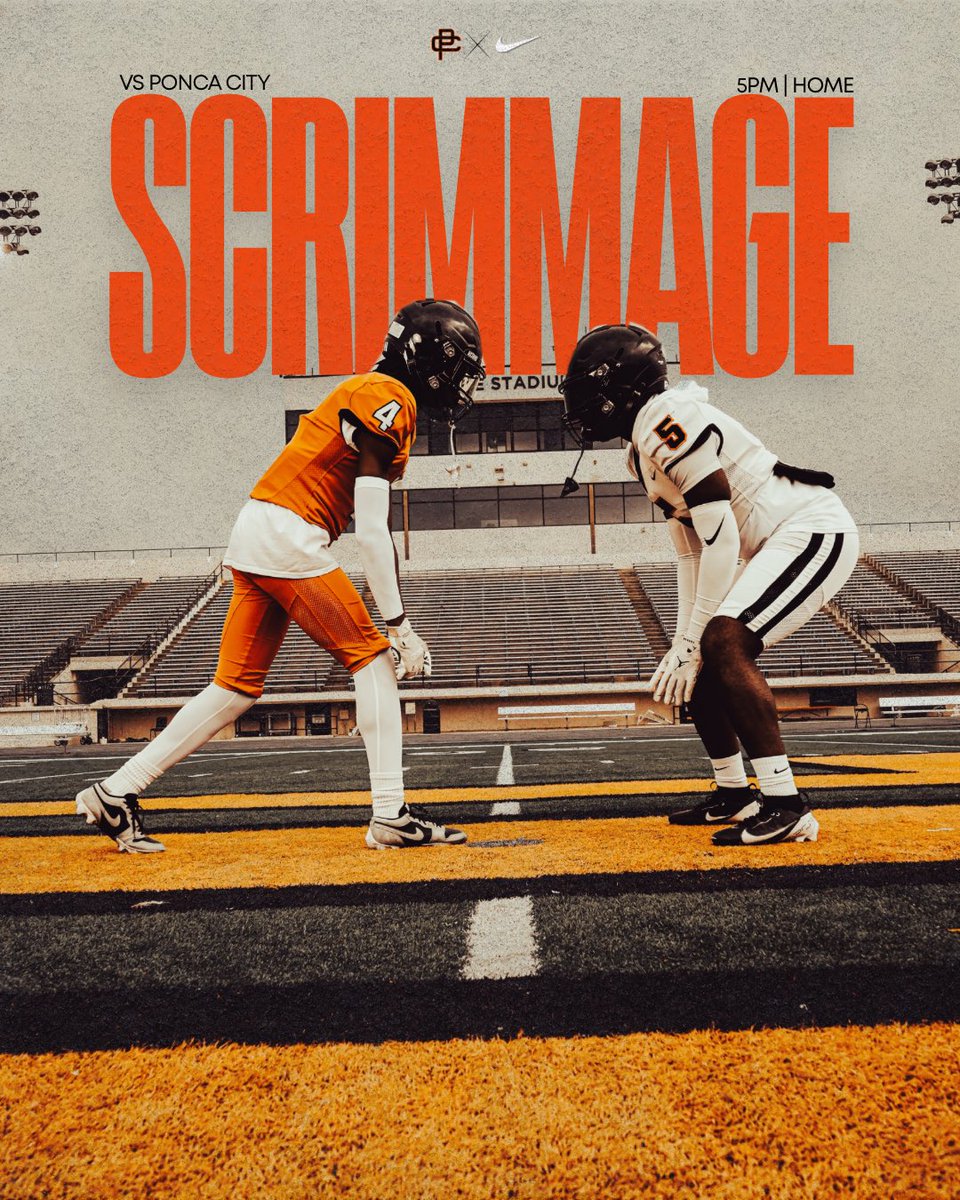 Scrimmage against Ponca City at Putnam City High School. 
Freshman at 5 PM
JV at 6 PM
Varsity at 7 PM