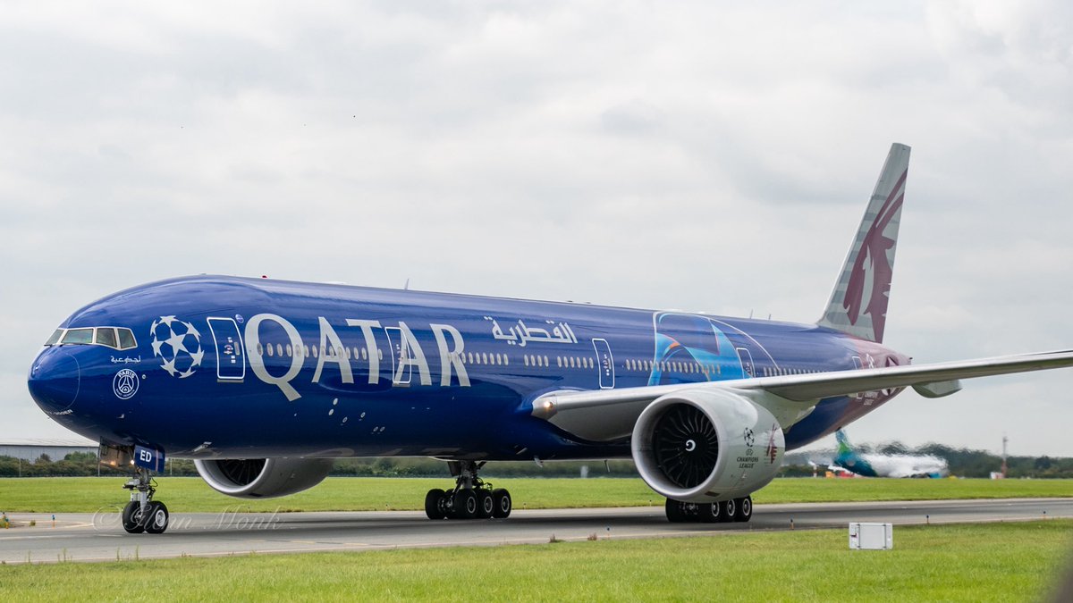 Arriving at <a href="/DublinAirport/">Dublin Airport</a>  #A7BED  #QatarAirways #UEFAChampionsLeague  #avgeek #DublinAirport #planespotting <a href="/qatarairways/">Qatar Airways</a> #UEFA #speciallivery #B777 #Dub