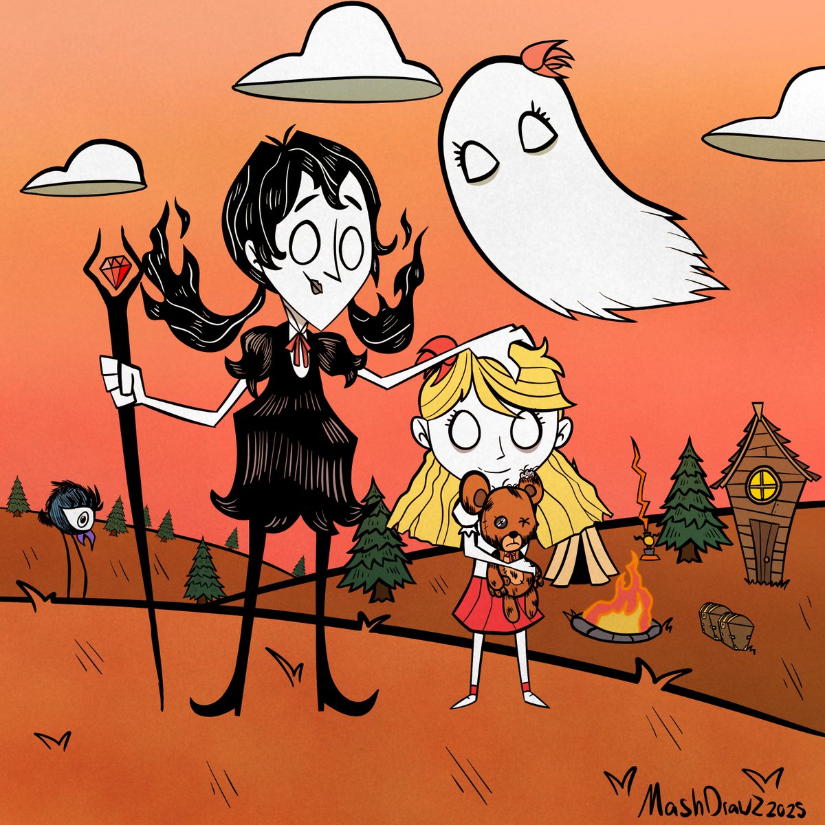 MashDrawz's tweet photo. Wendy and Willow are me and my friends favorite characters to play in Don't Starve Together.
#DontStarve #DontStarveTogether #fanart https://t.co/cDdGkrPpy6