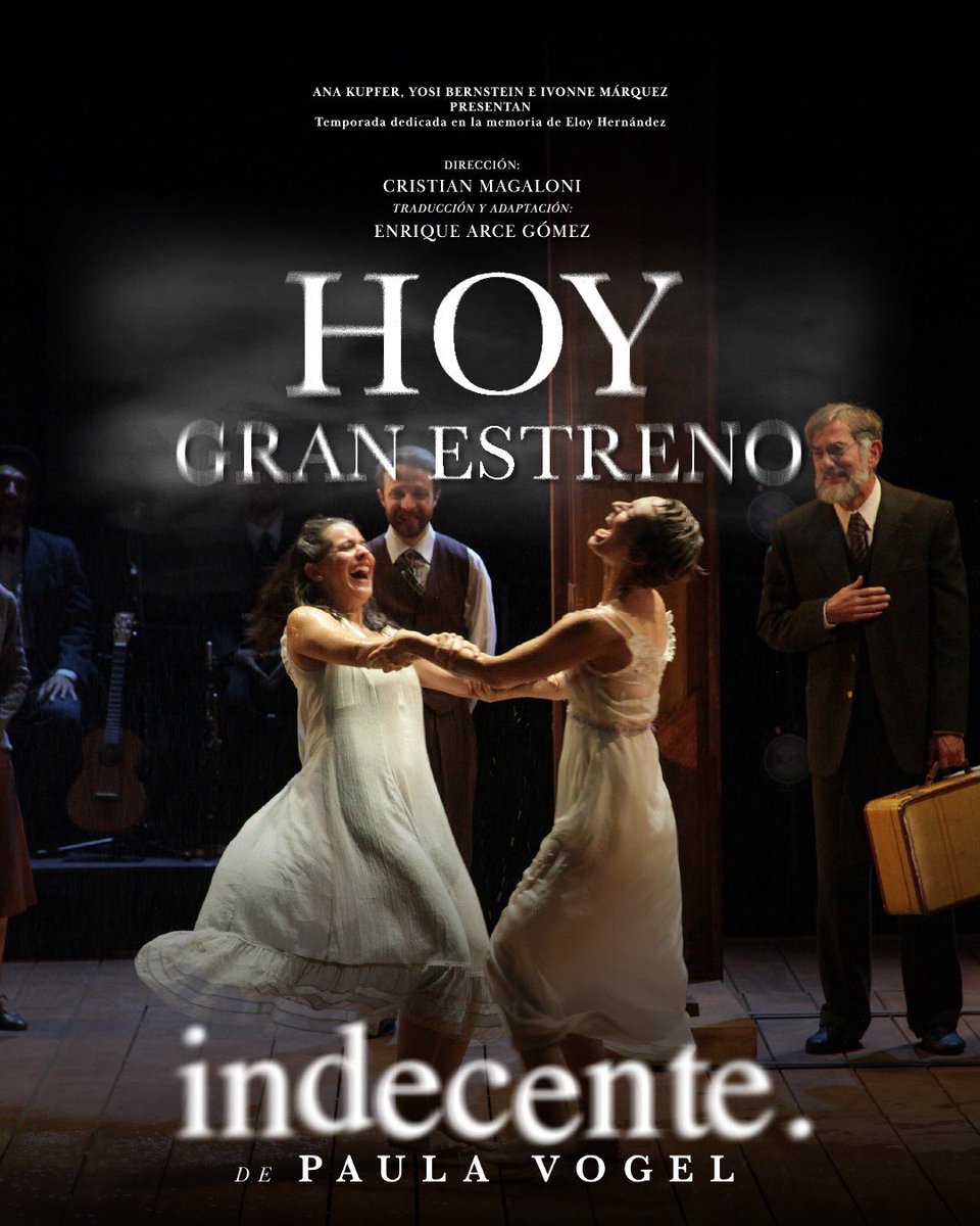 La obra que desafió a Broadway y sobrevivió a la censura llega en su última temporada.

Hoy, el telón se abre para Indecente.

📍 Teatro del Bosque Julio Castillo
🗓 Jueves a sábado 19 h | Domingo 18 h
🎟 $150 | +15 años
BOLETOS YA A LA VENTA
 
bit.ly/Indecente2025