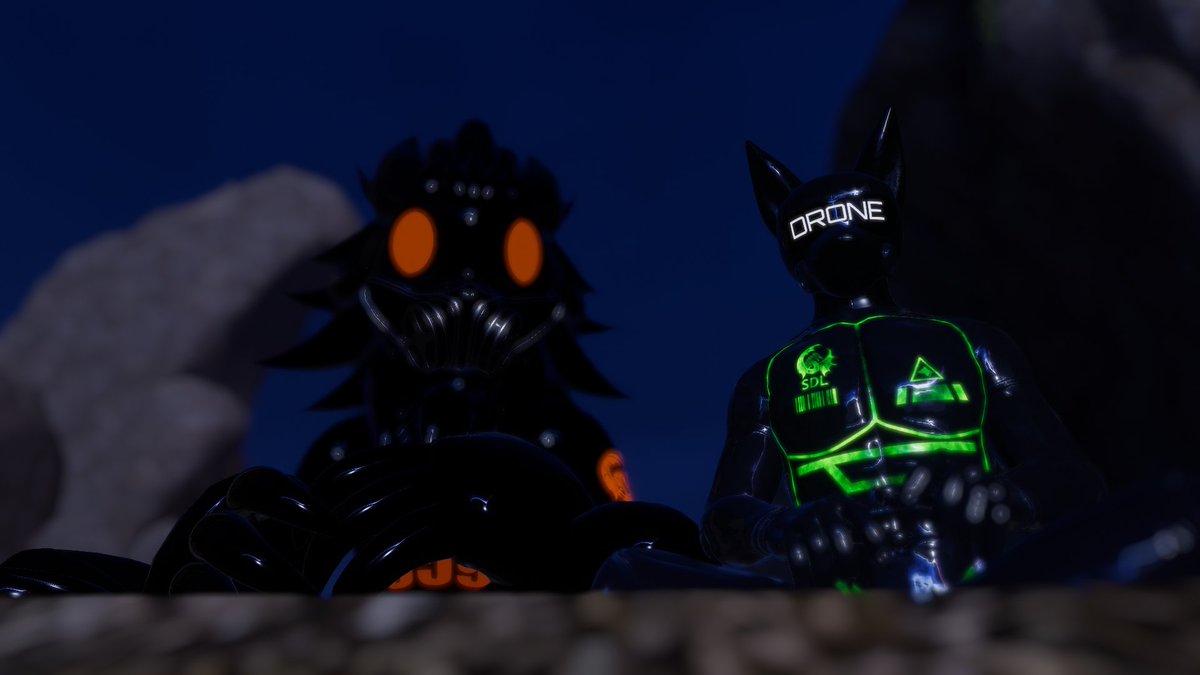 Oh- It seems you were spotted by these two Drones~
-
Come~
Sit with us~
-
Watch the stars with us~
Perhaps get lost and become one with us~
Just a Drone~
-
Both Drones owned by <a href="/SDL_Facility/">SDL</a> and <a href="/Raze_Drake_SDL/">Raze_Drake</a>
-
#Rubber #RubberDrone #Latex #VRChat #VRChatPhotography