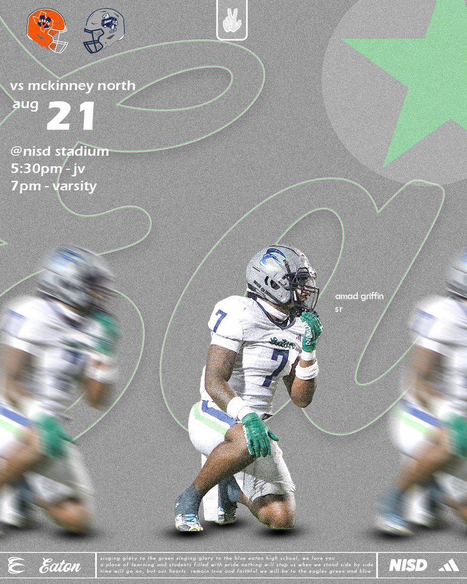 The Birds scrimmage McKinney North tonight at NISD Stadium.

9th &amp; JV start at 5:30
Varsity starts at 7:00.

#EATon | #GOBIRDS🦅