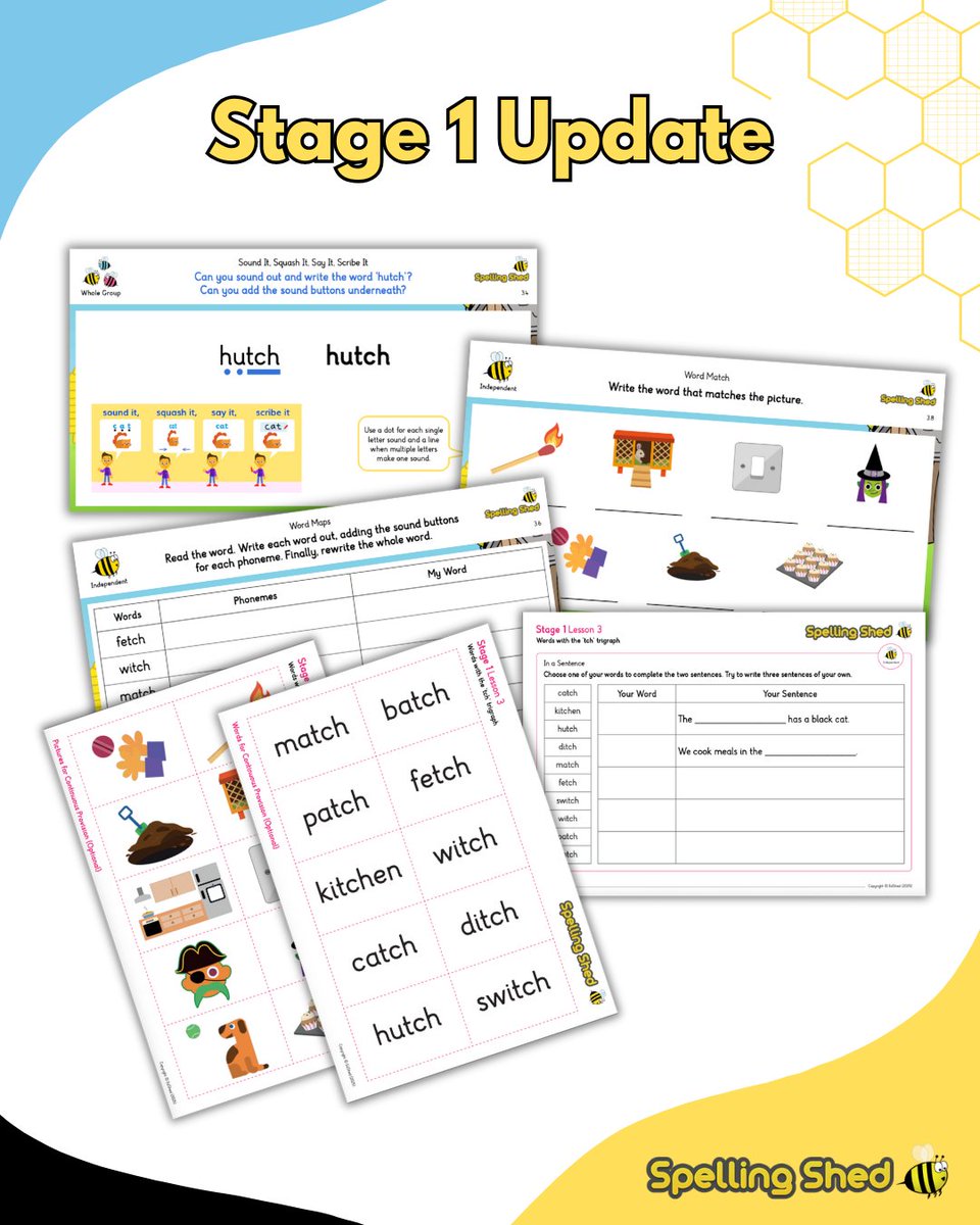 Spelling Shed ๐๐ (@spellingshed) on Twitter photo โจ๐ Our Stage 1 updates (lessons 1-12) are now live on the website.
The EdShed art team have been working their magic again and given the lessons a fresh new look. This means that the slides and resources look better than ever and include the EdShed font.  
#spellingshed โจ๐ Our Stage 1 updates (lessons 1-12) are now live on the website.
The EdShed art team have been working their magic again and given the lessons a fresh new look. This means that the slides and resources look better than ever and include the EdShed font.  
#spellingshed