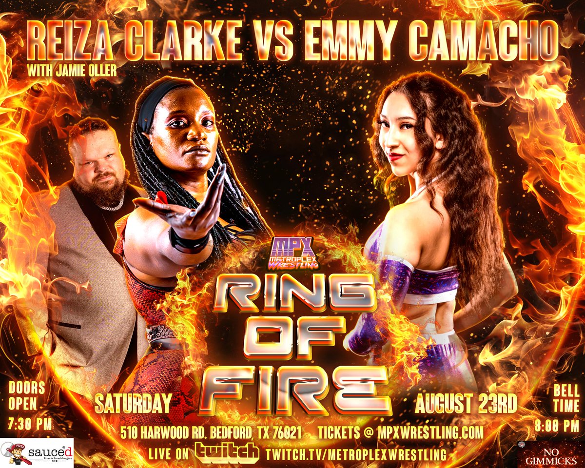 🔥SATURDAY AUG 23RD🔥
510 Harwood Rd Bedford TX
🎟 mpxwrestling.com 🎟 

Reiza Clarke w/ Jaime Oller
VS
Emmy Camacho

#MPX #wrestling #fyp #prowrestling #dallas #fortworth #Texas #event #twitch #YouTube #trending #thingstodo #wwe #aew