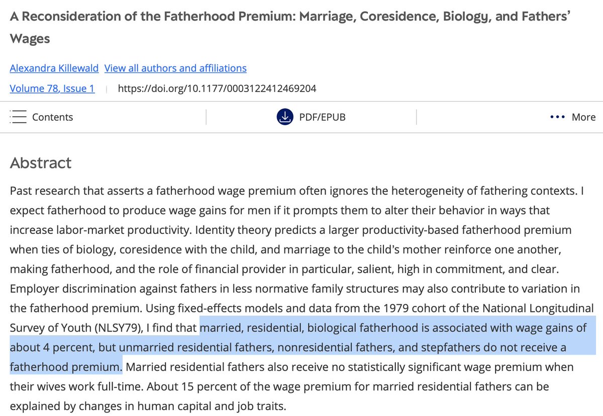Brad Wilcox (@bradwilcoxifs) on Twitter photo What Craig is missing here is that men, including 20something men, work harder, smarter & more successfully when they're *married fathers*. Biggest $ premium for men is those who are married, bio dads, per this <a href="/Harvard/">Harvard University</a> study: What Craig is missing here is that men, including 20something men, work harder, smarter & more successfully when they're *married fathers*. Biggest $ premium for men is those who are married, bio dads, per this <a href="/Harvard/">Harvard University</a> study: