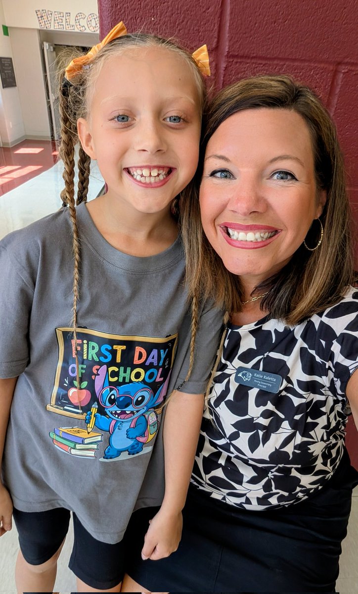 MrsKatieKaletta's tweet photo. It's not the first day of school without a picture with her! I met her in the car line when she was 3, always waiting to pick up her big brother! Now she's in 2nd Grade! ♥️✏️ #FirstDay2025 https://t.co/0RI9jlwPqE