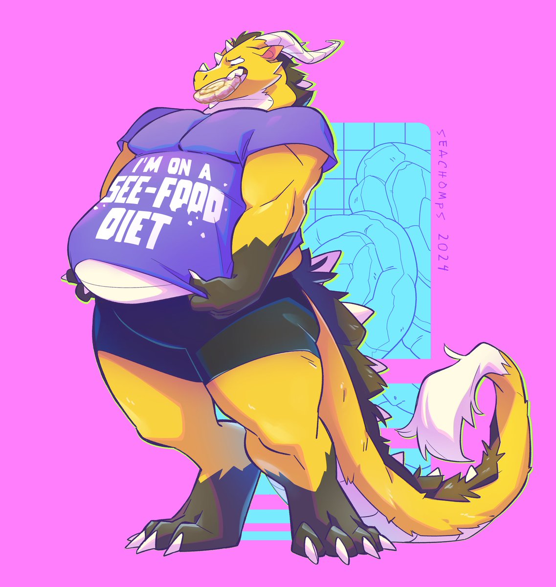 Reposting the fatboi summer art from <a href="/SeaChomps/">SeaChomps</a> before the year ends ⛅️

I’m planing to make that shirt real btw :P