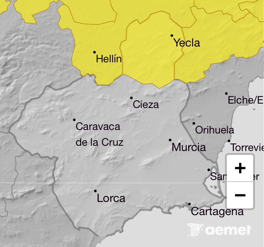 🟡⛈️ Aviso de 𝐧𝐢𝐯𝐞𝐥 𝐚𝐦𝐚𝐫𝐢𝐥𝐥𝐨 𝐩𝐨𝐫 𝐥𝐥𝐮𝐯𝐢𝐚𝐬 𝐲 𝐭𝐨𝐫𝐦𝐞𝐧𝐭𝐚𝐬 para este viernes, 22 de agosto 

📍Altiplano 
⏰De 14:00 horas a 22:00

— Precaución
— Y siempre informados a través de los canales oficiales

ℹ️<a href="/AEMET_Murcia/">AEMET_Murcia</a>