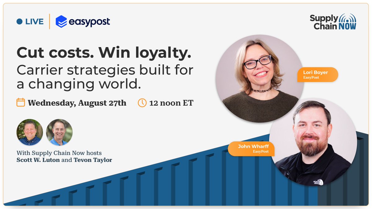 Carrier shake-ups are happening: UPS, FedEx, Amazon &amp; regionals are moving fast. Is your shipping strategy ready?

Join <a href="/SupplyChainNow/">Pam Novak</a> + @EasyPost to see how top brands cut costs &amp; prep for peak. Real tips. Real examples.

🔗 Register → hubs.ly/Q03DMHDM0