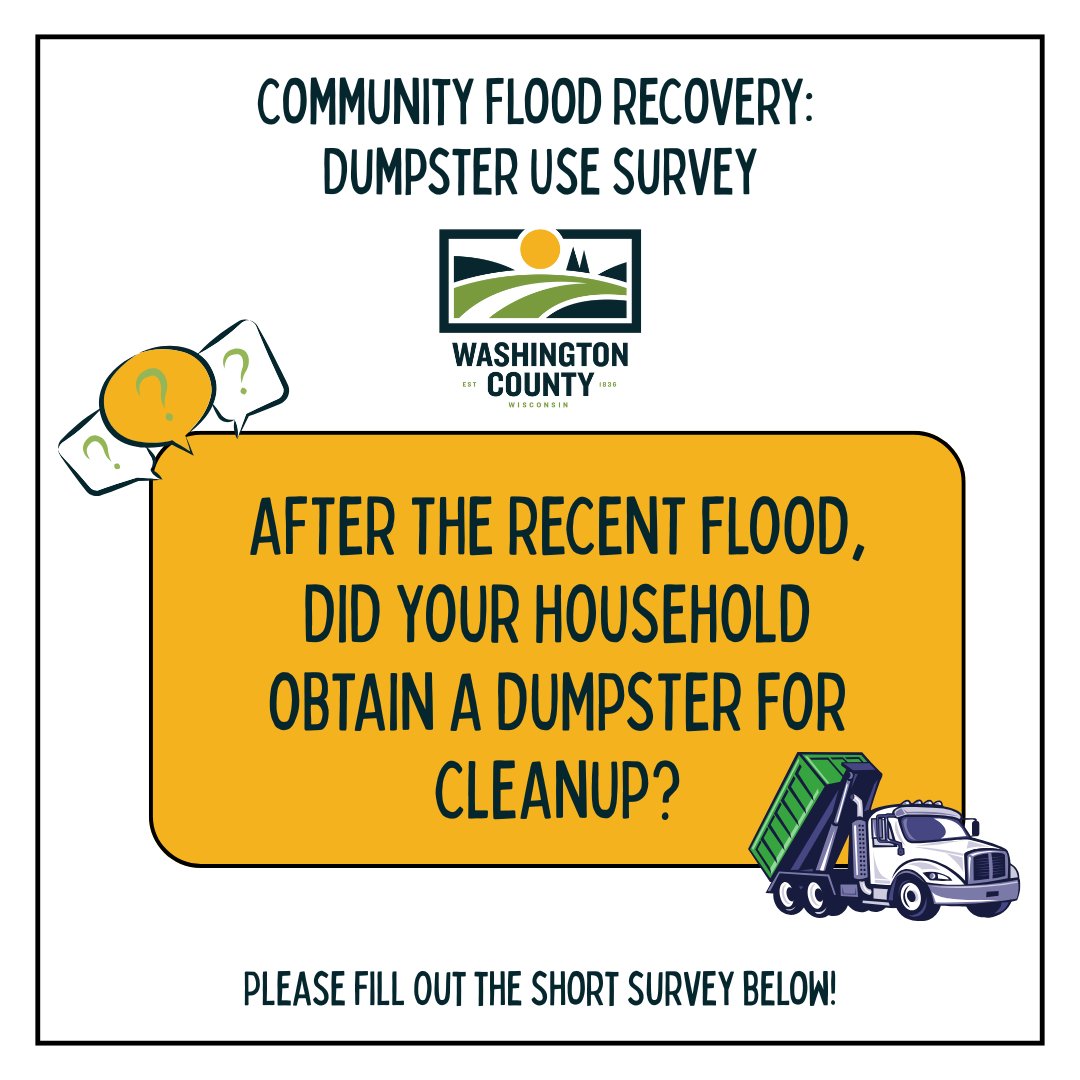 Thank you to everyone helping with flood cleanup. If your household used a dumpster, obtained on your own, or a municipal/county dumpster, we’d appreciate it if you could take a minute to fill out this short form: bit.ly/dumpster2025
Your input helps us support recovery