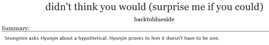 sevngjnrecs's tweet photo. didn't think you would (surprise me if you could) by backtoblueside
• childhood friends to lovers, not actually unrequited love, domestic fluff, love confessions
• teen&amp;up
• 4.535k

https://t.co/UMrWSF22Yw
-🦋 https://t.co/5GkrEIFwy2