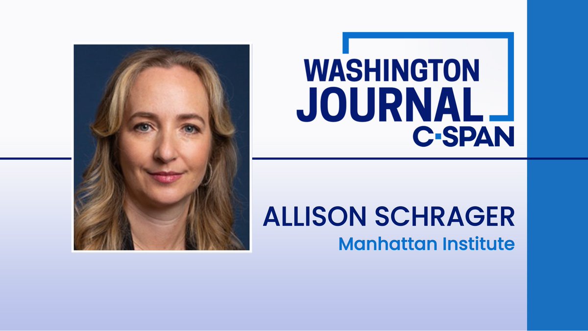 Washington Journal (@cspanwj) on Twitter photo FRI| Manhattan Institute's (<a href="/ManhattanInst/">Manhattan Institute</a>) Allison Schrager (<a href="/AllisonSchrager/">Allison Schrager</a>) discusses topics related to U.S. economic policy including today's Federal Reserve meeting in Wyoming, claims by the Trump Administration of manipulated economic reporting and the current job market. FRI| Manhattan Institute's (<a href="/ManhattanInst/">Manhattan Institute</a>) Allison Schrager (<a href="/AllisonSchrager/">Allison Schrager</a>) discusses topics related to U.S. economic policy including today's Federal Reserve meeting in Wyoming, claims by the Trump Administration of manipulated economic reporting and the current job market.