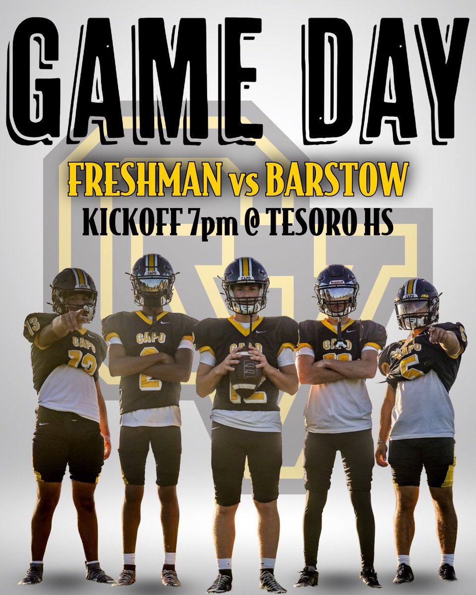 Capo Valley Football (@capofootball) on Twitter photo 🚨 GAMEDAY SCHEDULE 🚨
📅 - Today, August 21st
🆚 - Barstow
🐯 - JV
📍 - Away
⏰ - 6:00pm kickoff
🐯 - Freshman
📍 - Home (Tesoro HS)
⏰ - 7:00pm kickoff
Updates and live scores provided by <a href="/blastathletics/">Blast Athletics</a> to all of our sponsors!
#WeAreCV 🐯🌴 🚨 GAMEDAY SCHEDULE 🚨
📅 - Today, August 21st
🆚 - Barstow
🐯 - JV
📍 - Away
⏰ - 6:00pm kickoff
🐯 - Freshman
📍 - Home (Tesoro HS)
⏰ - 7:00pm kickoff
Updates and live scores provided by <a href="/blastathletics/">Blast Athletics</a> to all of our sponsors!
#WeAreCV 🐯🌴