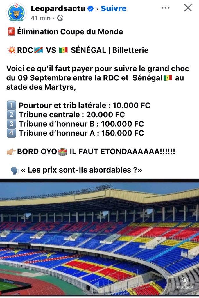 ditowkey's tweet photo. Non  10.000 fc c'est déjà trop il faut savoir que ce match est d'une importance capitale pour notre qualification à la prochaine coupe du monde par contre 5000fc ça fera du mal à personne.
@central_sage @IsralMutombo11 @DidierBudimbu https://t.co/4eKlfclyJS