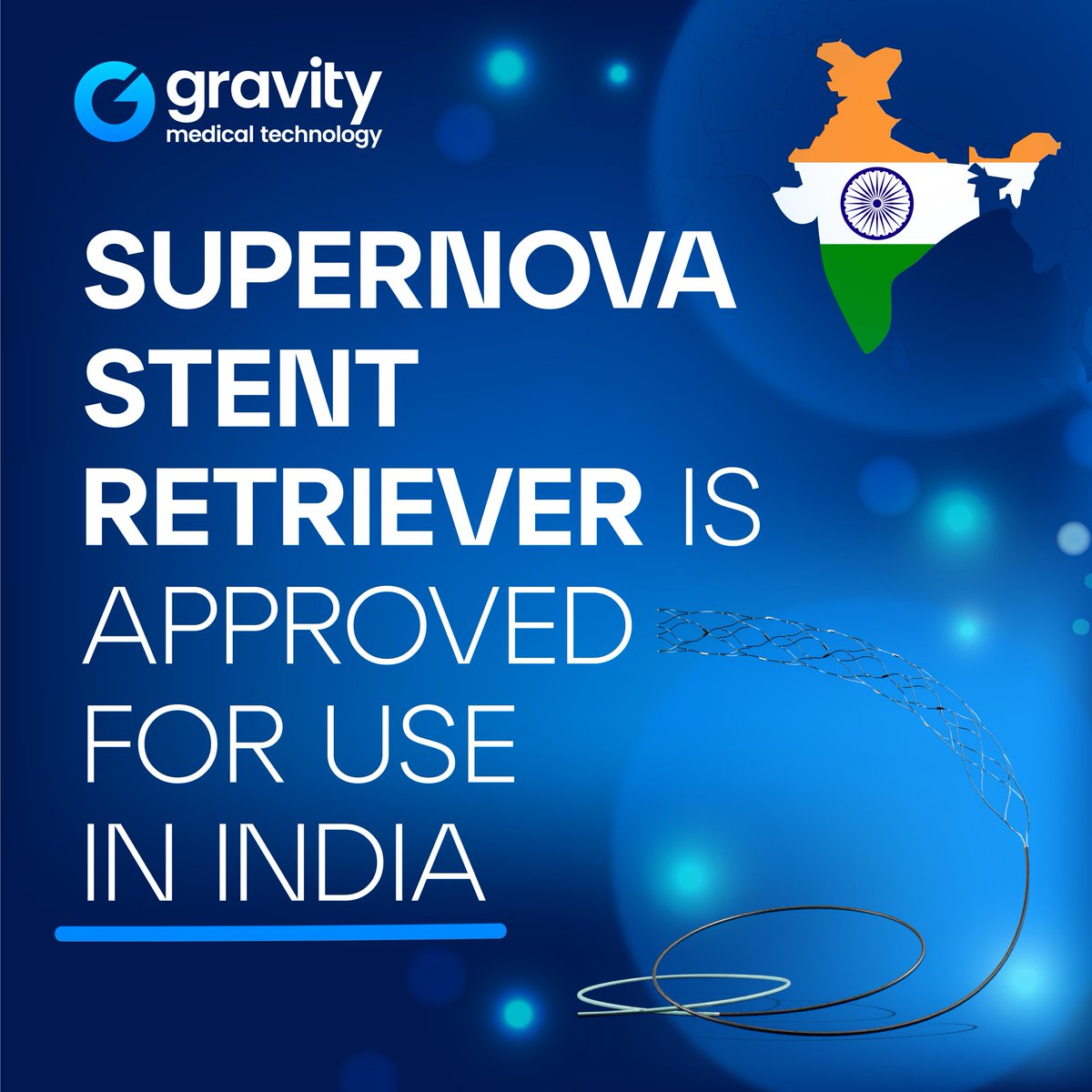 GravityMedTech's tweet photo. 🚀Following the success of the GRASSROOT Trial, our Supernova Stent Retriever has now received regulatory approval in India!

#StrokeRevolution #MedTech #IndiaFirst #HealthcareForAll #GravityMedTech #Innovation #GravityMission https://t.co/73K8OMFstC