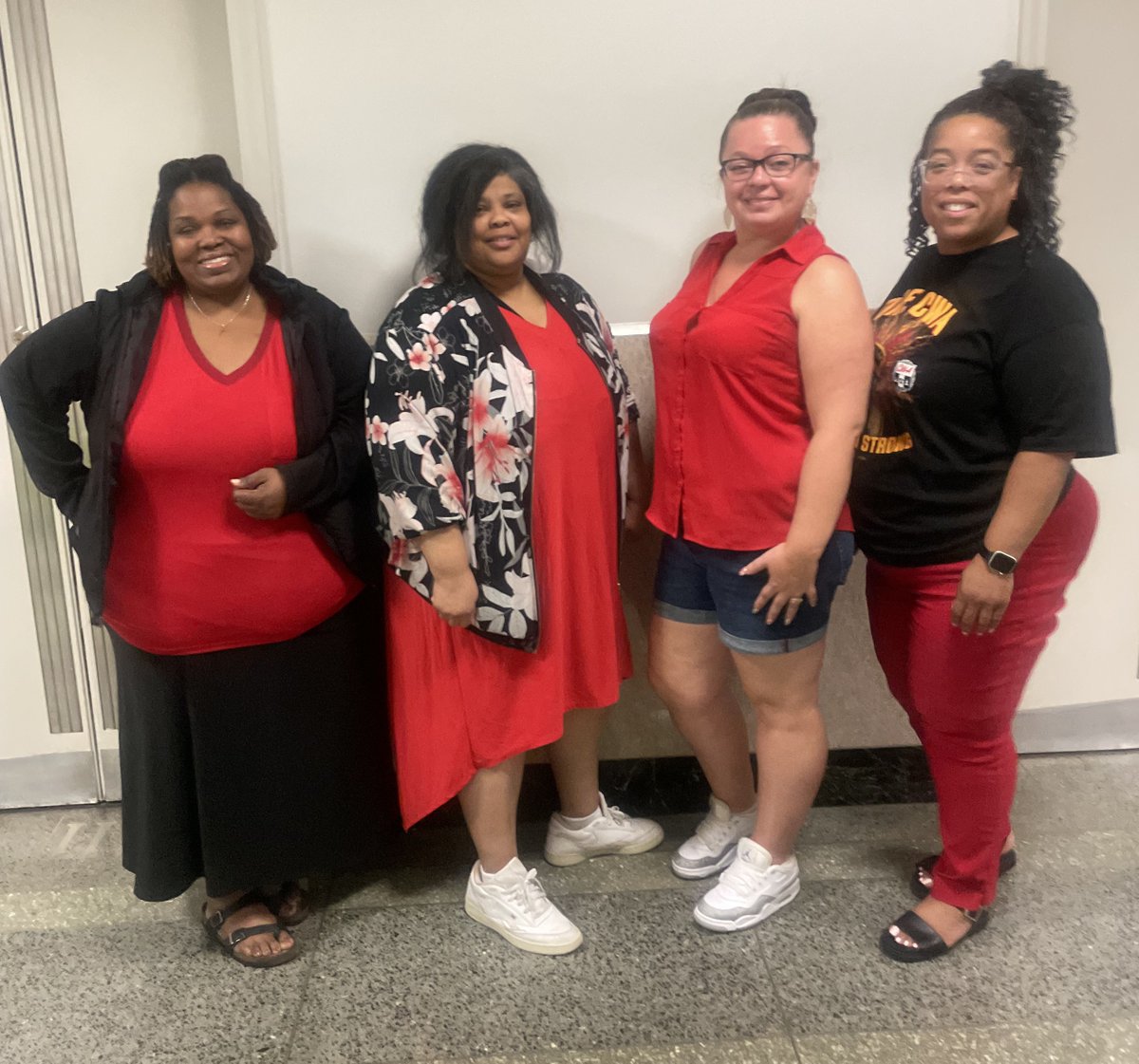 Another #SolidarityThursday means another chance to #WearCWARed! Thank you Kasi, Karen, Snovia, Sheena, Christina, and Yolanda of Local 4900 for standing strong together. Keep those photos coming so we can celebrate the power of our CWA family. #CWAStrong