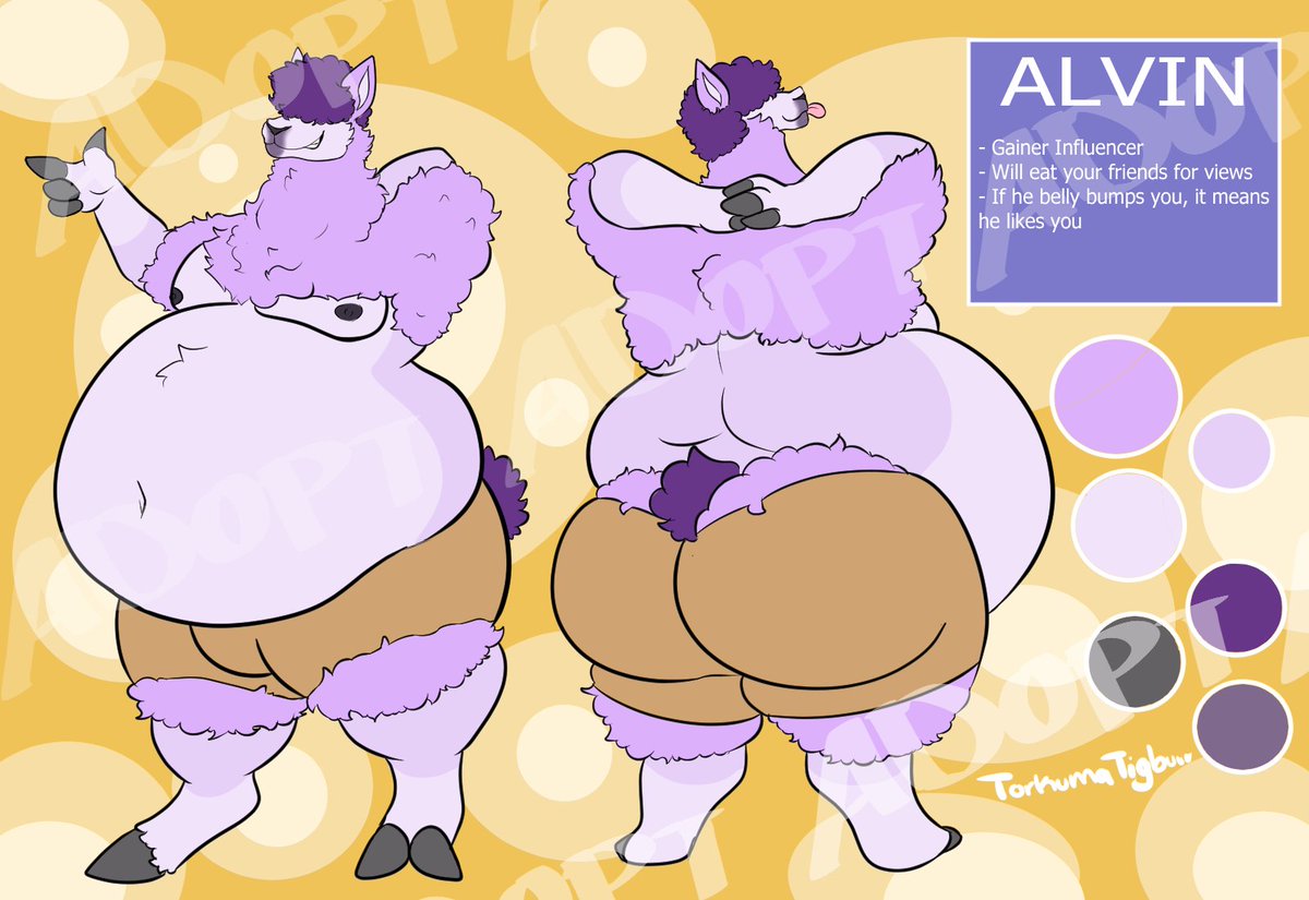 TorkumaTigburr's tweet photo. Meet Alvin! (New Adopt Auction!)

  A very WIDE alpaca that has a goal of becoming the biggest gainer influencer! Which means food isn't enough! He will even eat his fans and friends for views (and calories of course!).  A

uction Rules: BELOW in FA https://t.co/fVuEkh9aki
