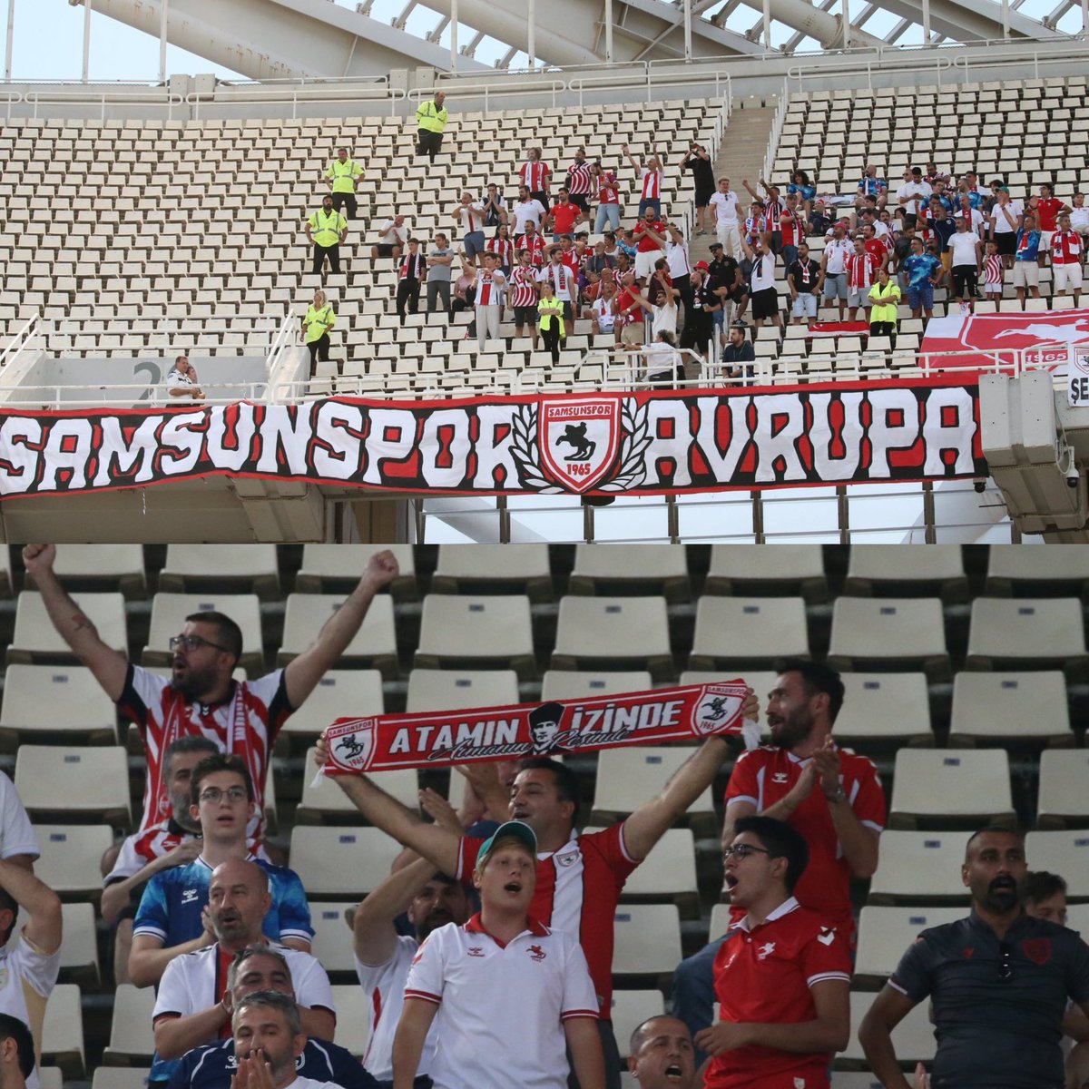 Samsunspor taraftarları, Atatürklü armayı Atina Olimpiyat Stadı'na astı:

"Atamın izinde."