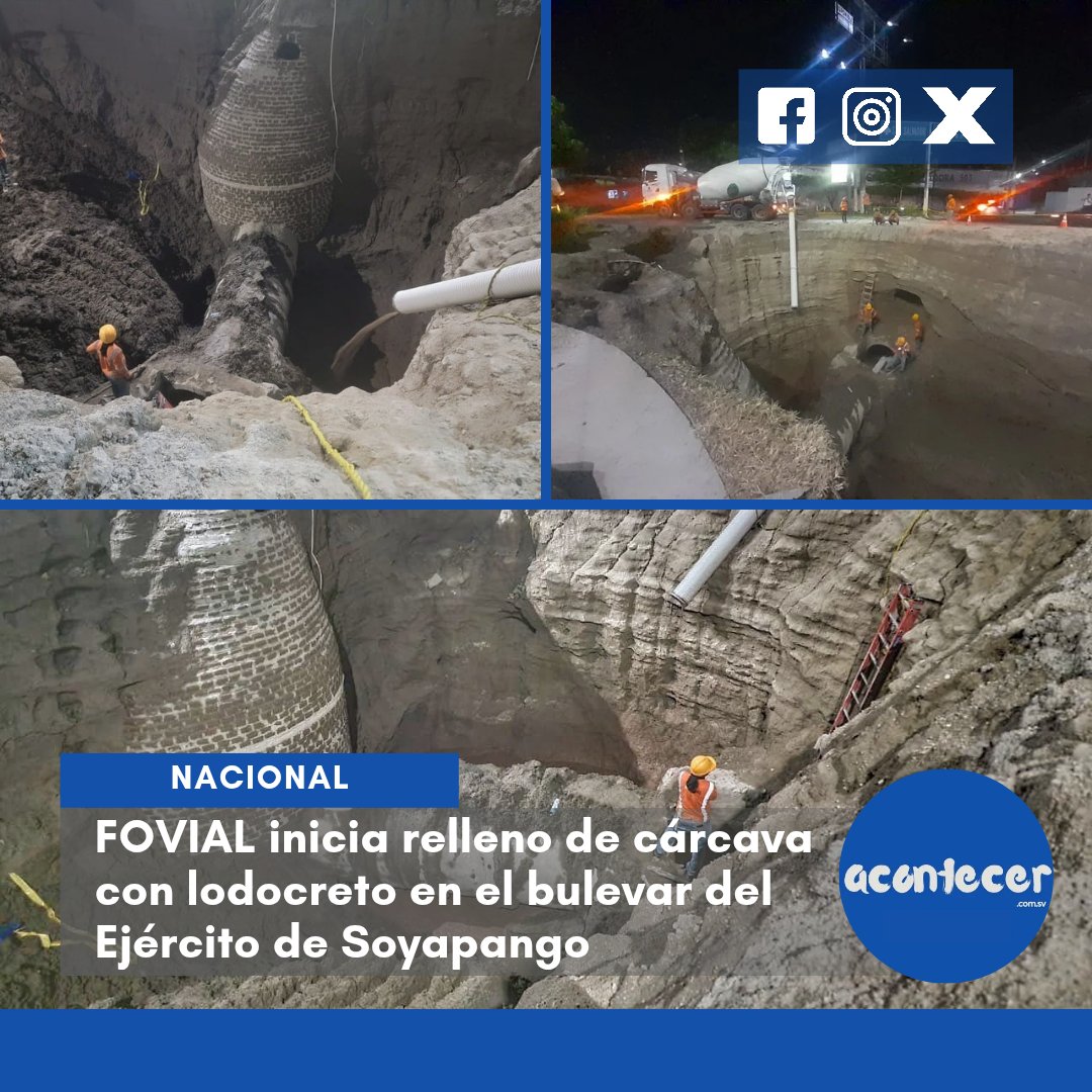 acontecercomsv's tweet photo. 🦺🚧 En #Soyapango, @FOVIALITO inició el relleno de cárcava con lodocreto a la altura de Plaza de la Oración, mejorando la estabilidad del bulevar del Ejército. 🏗️
El objetivo es entregar una vía segura y confiable para toda la comunidad. 🚛🛣️
#FOVIAL #Soyapango https://t.co/p8IteKQnQM