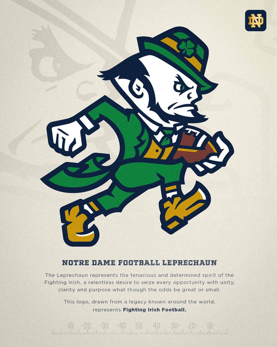 SportsCenter (@sportscenter) on Twitter photo Notre Dame football is changing their Leprechaun logo for the first time in 60 years ☘️
(via <a href="/NDFootball/">Notre Dame Football</a>) Notre Dame football is changing their Leprechaun logo for the first time in 60 years ☘️
(via <a href="/NDFootball/">Notre Dame Football</a>)